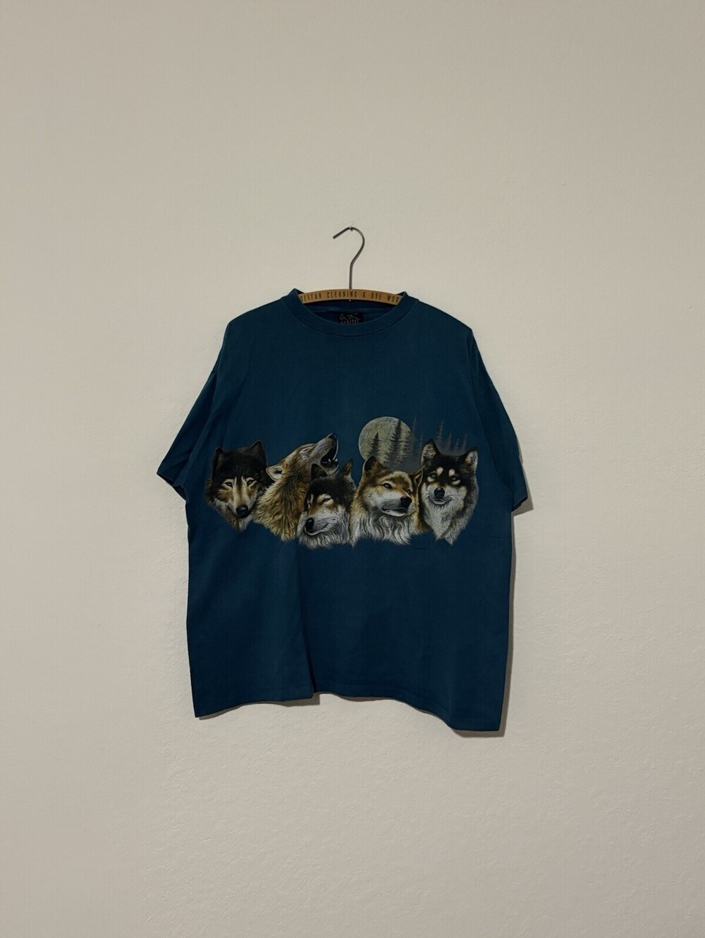 Vintage 90s Habitat Wolves Graphic Tee Nature Wolf Shirt XL 1992 Double Sided